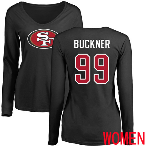 San Francisco 49ers Black Women DeForest Buckner Name and Number Logo #99 Long